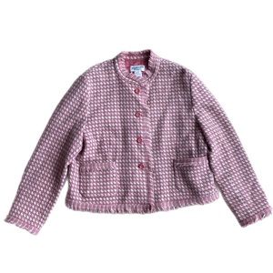 Vintage PENDLETON Pink Lamb’s Wool Woven Pattern Cottagecore Jacket Size 18P